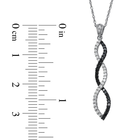 1/4 CT. T.w. Enhanced Black and White Diamond Twine Pendant in 10K White Gold