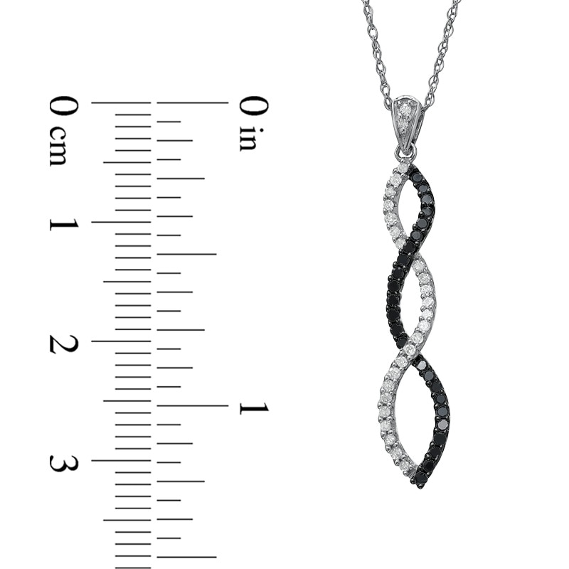 Main Image 2 of 1/4 CT. T.W. Enhanced Black and White Diamond Twine Pendant in 10K White Gold