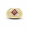 Thumbnail Image 1 of Square Garnet Ring in 10K Gold with Diamond Accents