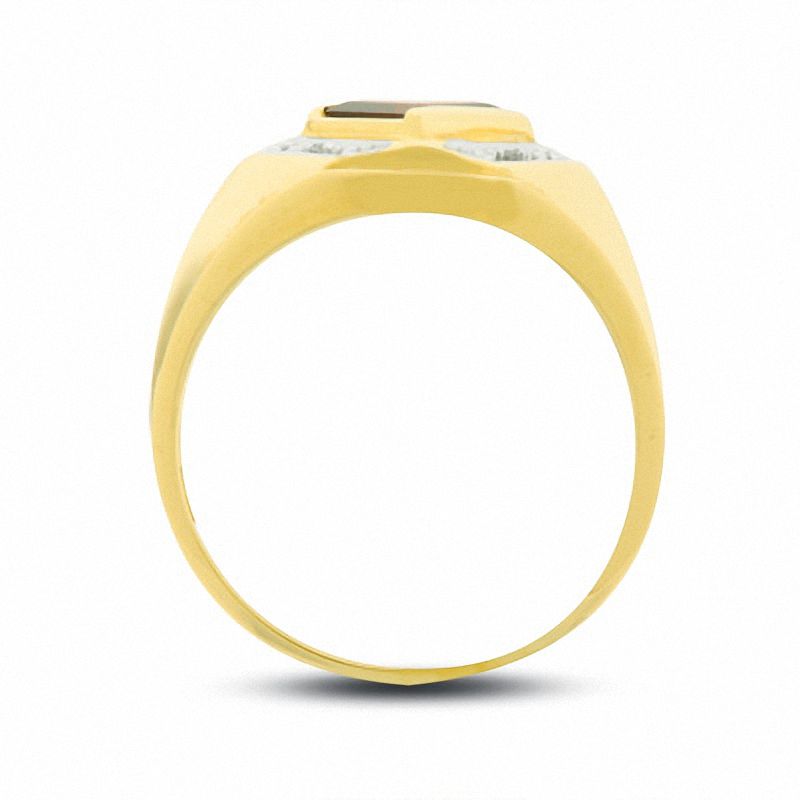 Main Image 3 of Square Garnet Ring in 10K Gold with Diamond Accents