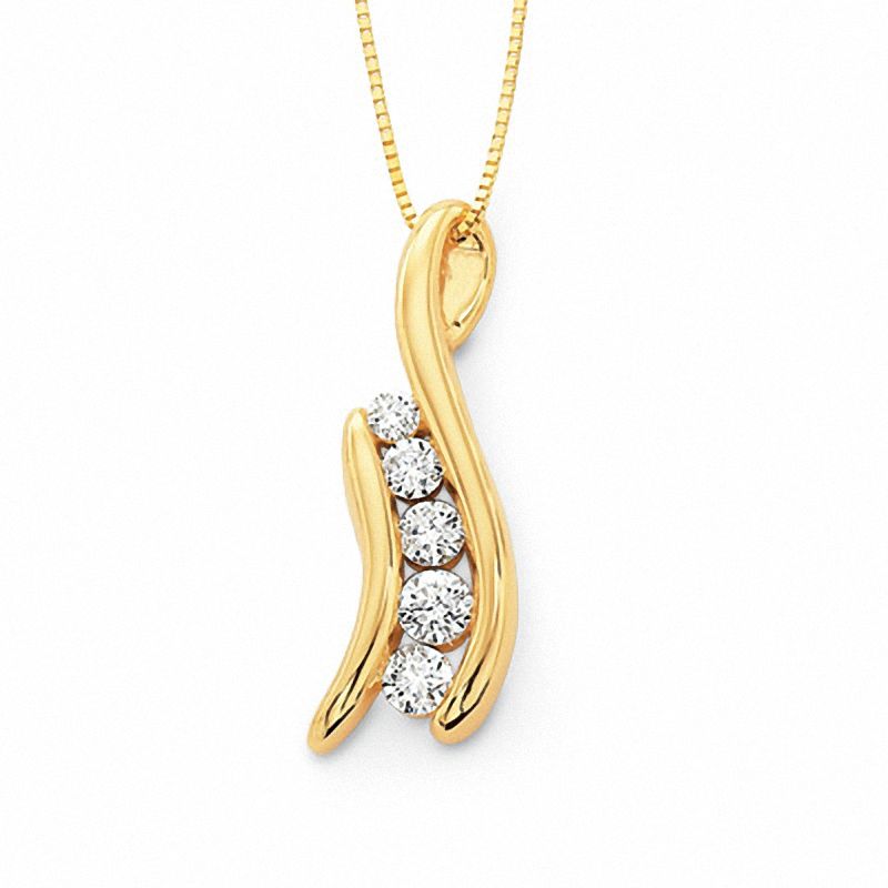 Main Image 1 of Sirena™ 3/8 CT. T.W. Diamond Five-Stone Pendant in 14K Gold