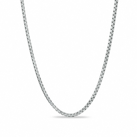 0.8mm Adjustable Box Chain Necklace In 14K White Gold - 22
