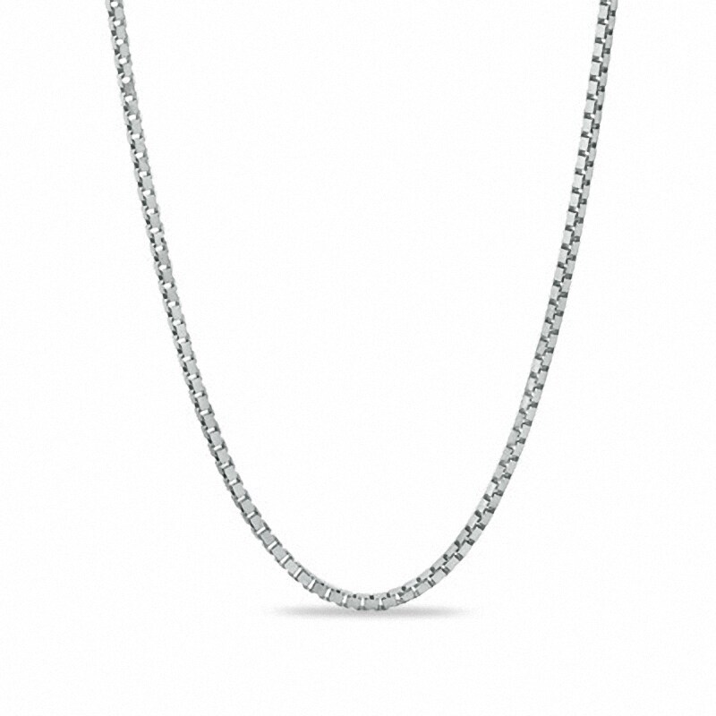 Main Image 1 of 0.8mm Adjustable Box Chain Necklace in 14K White Gold - 22"