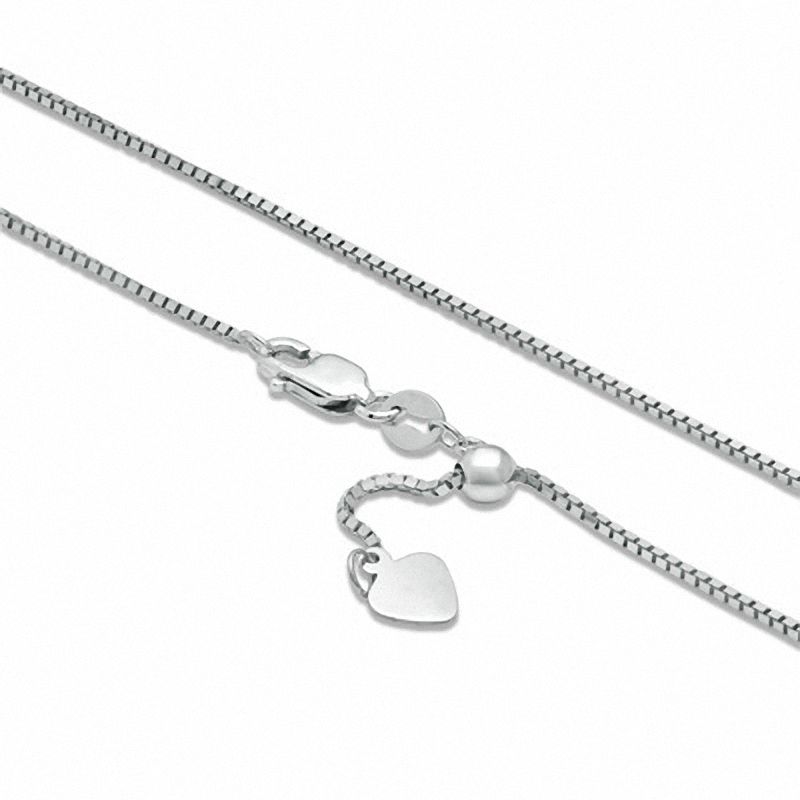 Main Image 2 of 0.8mm Adjustable Box Chain Necklace in 14K White Gold - 22"