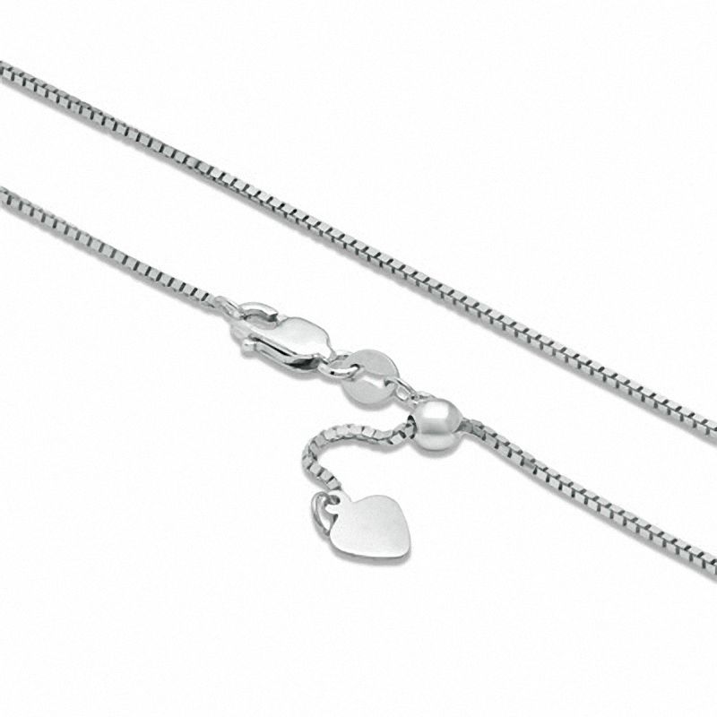 0.8mm Adjustable Box Chain Necklace in 14K White Gold - 22"