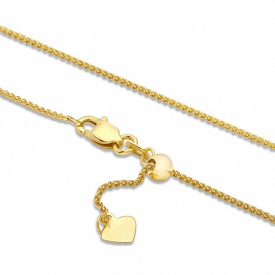 Adjustable 0.85mm Wheat Chain Necklace in 14K Gold - 22"