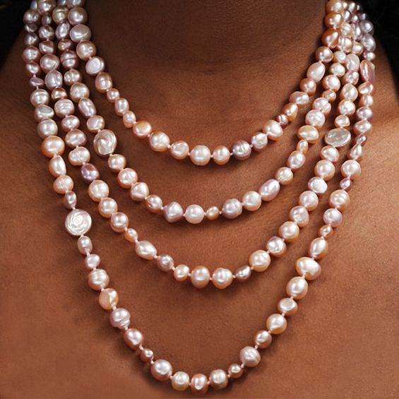 Mixed Pink Freshwater Cultured Pearl Strand- 80.0"