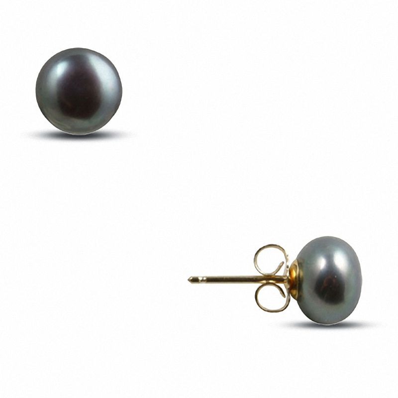 Main Image 1 of 8.0-8.5mm Black Cultured Freshwater Button Pearl Earrings