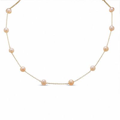 pearl necklace gift for women Necklace cultured pearls apricot with smoky quartz nuggets