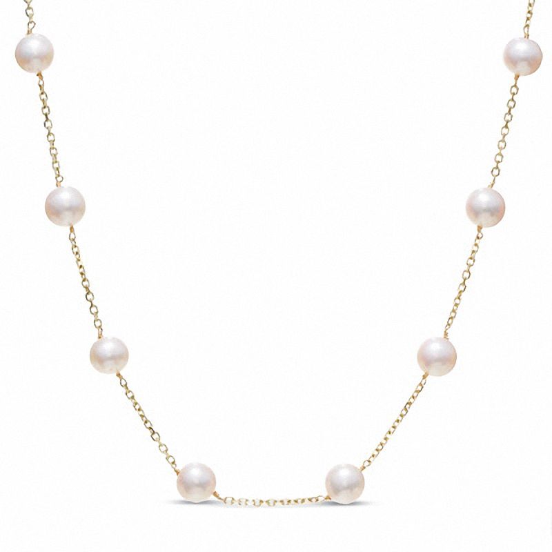 Cultured Freshwater White Pearl Necklace in 14K Gold | Zales