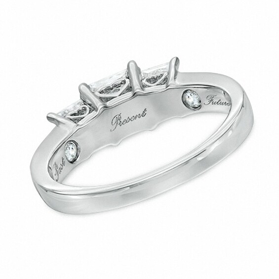 1/ CT. T.w. Princess-Cut Diamond Past Present FutureÂ® Ring in 14K White Gold