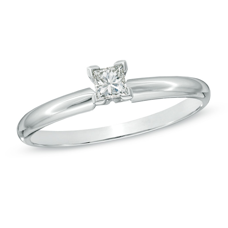 1/5 CT. Princess Cut Diamond Solitaire Engagement Ring in 14K White Gold