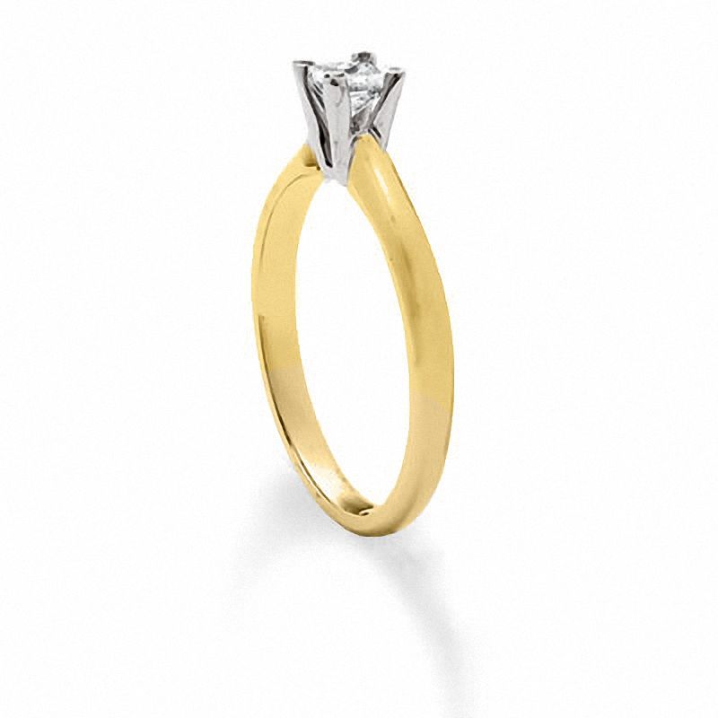 Main Image 2 of 1/4 CT. Princess Cut Diamond Solitaire Engagement Ring in 14K Gold