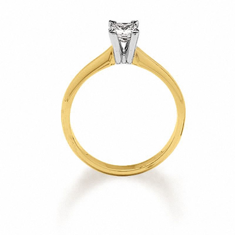 Main Image 3 of 1/4 CT. Princess Cut Diamond Solitaire Engagement Ring in 14K Gold
