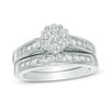 Thumbnail Image 0 of 1 CT. T.W. Multi-Diamond Flower Bridal Set in 10K White Gold