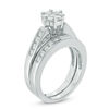 Thumbnail Image 1 of 1 CT. T.W. Multi-Diamond Flower Bridal Set in 10K White Gold