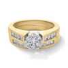 Thumbnail Image 1 of 1 CT. T.W.  Multi-Diamond Flower Bridal Set in 10K Gold