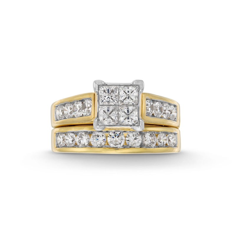 2 CT. T.W. Quad Princess-Cut Diamond Bridal Set in 14K Gold