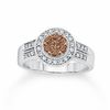 Thumbnail Image 1 of 5/8 CT. T.W. Champagne and White Diamond Love Ring in 14K White Gold