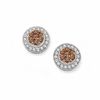 Thumbnail Image 0 of 5/8 CT. T.W. Champagne and White Diamond Love Circle Stud Earrings in 14K White Gold