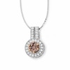Thumbnail Image 0 of 5/8 CT. T.W. Champagne and White Diamond Love Circle Drop Pendant in 14K White Gold