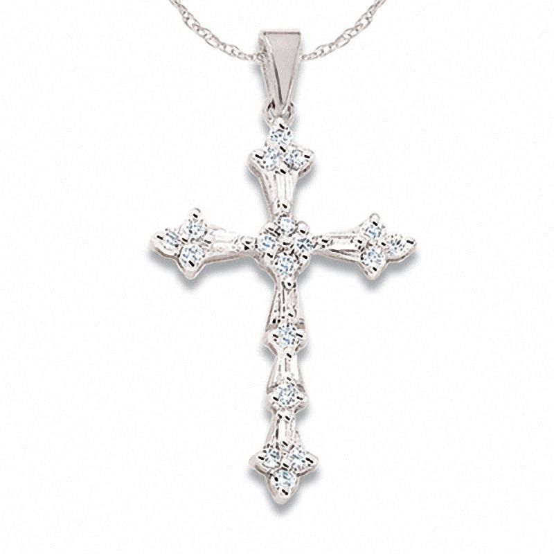 1/4 CT. T.W. Diamond Miracle Cross Pendant in 10K White Gold