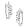 Thumbnail Image 0 of 1/4 CT. T.W. Diamond Three Flower Hoop Earrings in 10K White Gold