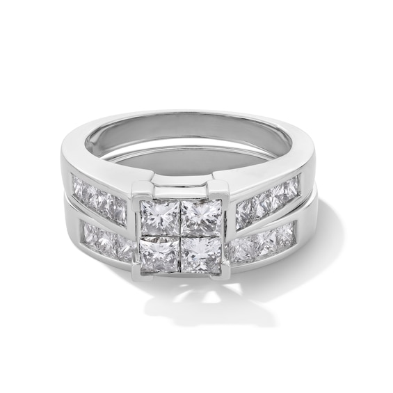 2 CT. T.w. Quad Princess-Cut Diamond Bridal Set in 14K White Gold