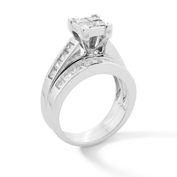 2 CT. T.w. Quad Princess-Cut Diamond Bridal Set in 14K White Gold