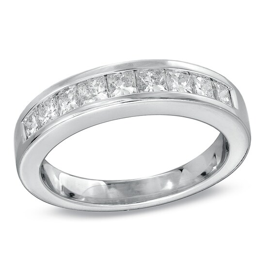 3 CT. T.w. Quad Princess Cut Diamond Bridal Set in 14K White Gold