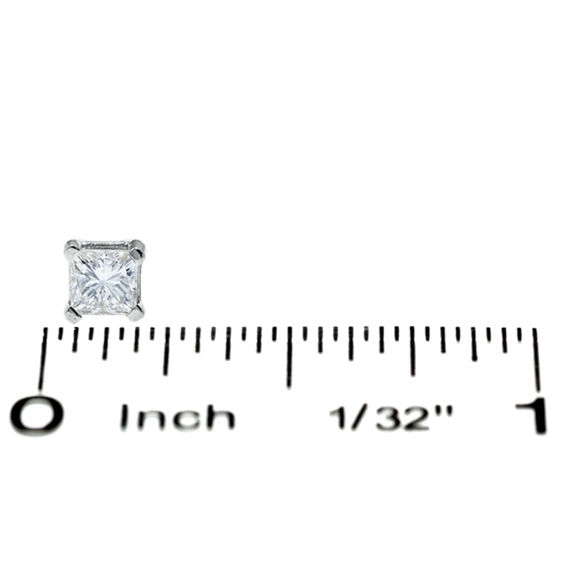 1/2 CT. T.W. Princess-Cut Diamond Solitaire Stud Earrings in 14K White Gold (J/I3)