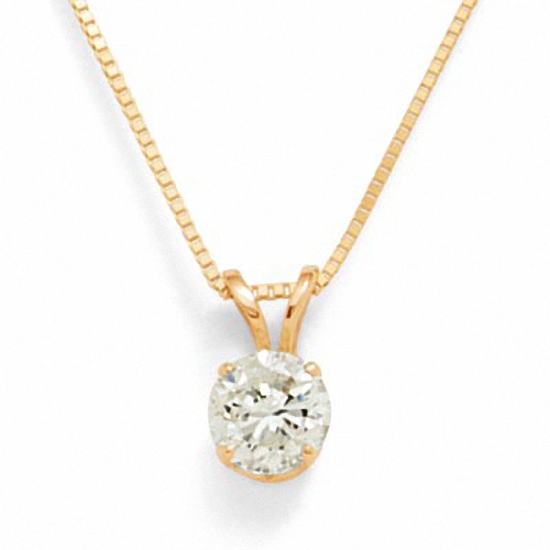 Main Image 1 of 1/2 CT. Diamond Solitaire Pendant in 14K Gold