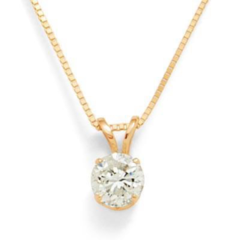 Main Image 1 of 1 CT. Diamond Solitaire Pendant in 14K Gold