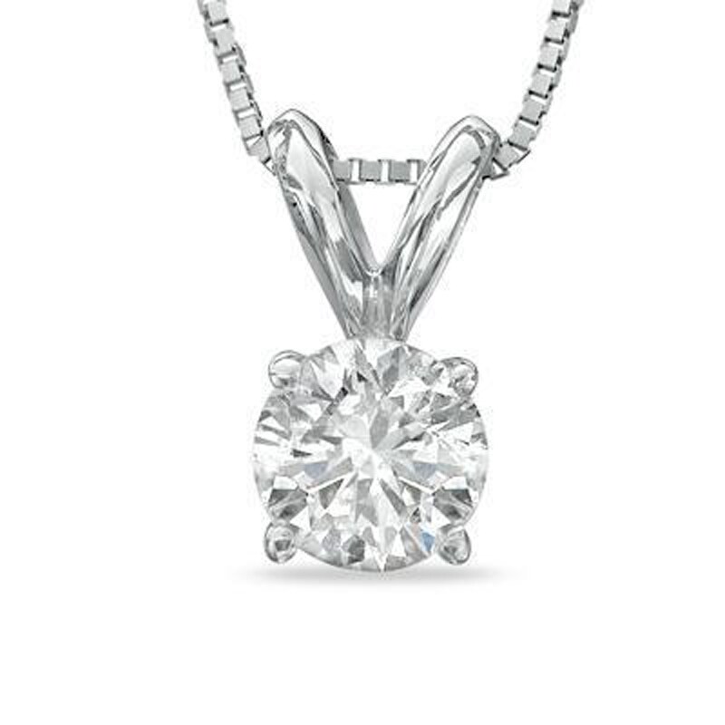 Main Image 1 of 1 CT. Diamond Solitaire Pendant in 14K White Gold