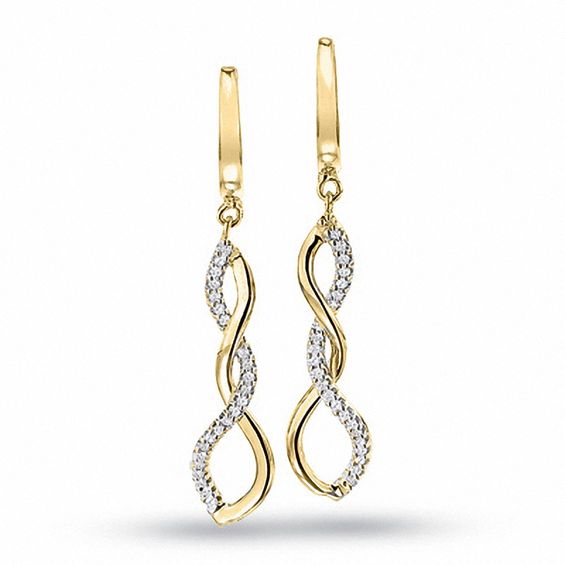 1/8 CT. T.w. Diamond Twine Drop Earrings in 10K Gold