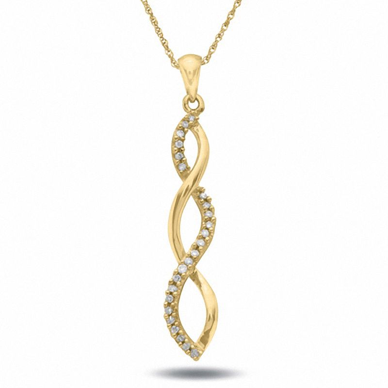 1/10 CT. T.W. Diamond Twine Pendant in 10K Gold