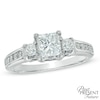Thumbnail Image 1 of 1-1/2 CT. T.W. Princess-Cut Diamond Past Present Future® Ring in 14K White Gold
