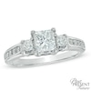 Thumbnail Image 0 of 1-1/2 CT. T.W. Princess-Cut Diamond Past Present Future® Ring in 14K White Gold