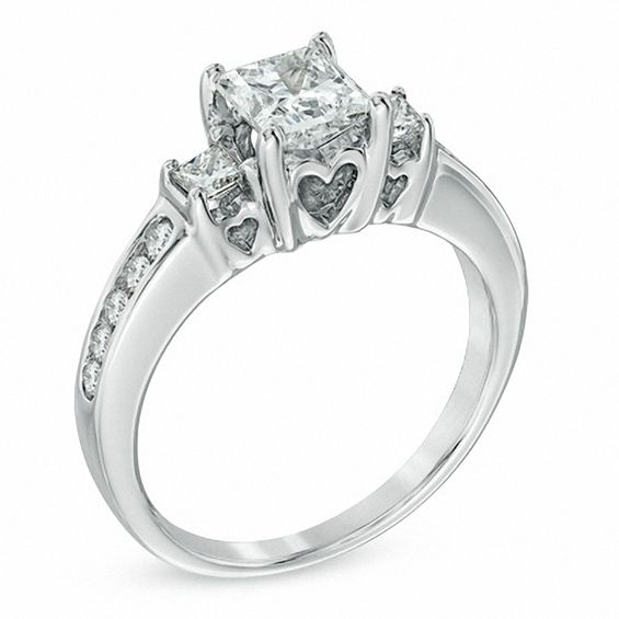 1-1/2 CT. T.w. Princess-Cut Diamond Past Present FutureÂ® Ring in 14K White Gold