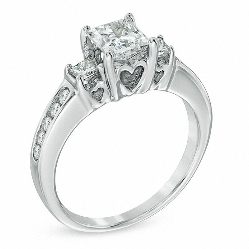 1-1/2 CT. T.W. Princess-Cut Diamond Past Present Future® Ring in 14K White Gold