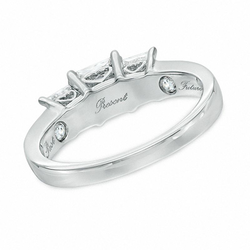 1-1/2 CT. T.W. Princess-Cut Diamond Past Present Future® Ring in 14K White Gold