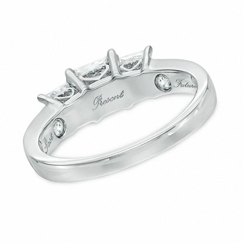 Main Image 3 of 1-1/2 CT. T.W. Princess-Cut Diamond Past Present Future® Ring in 14K White Gold
