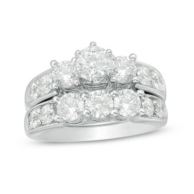 14K White Gold Finish Women's Wedding Engagement Ring Sets Band 