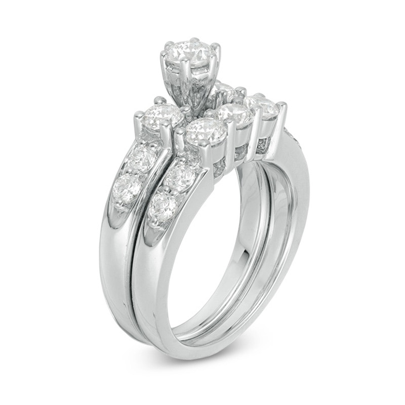 3 CT. T.W. Diamond Past Present Future® Bridal Set in 14K White Gold