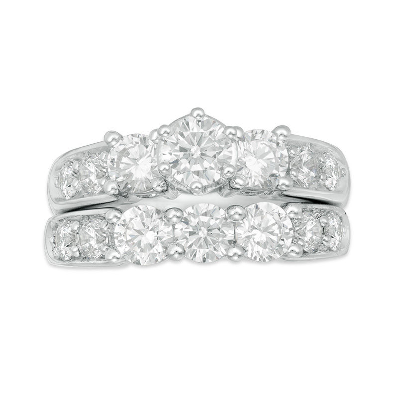 3 CT. T.W. Diamond Past Present Future® Bridal Set in 14K White Gold