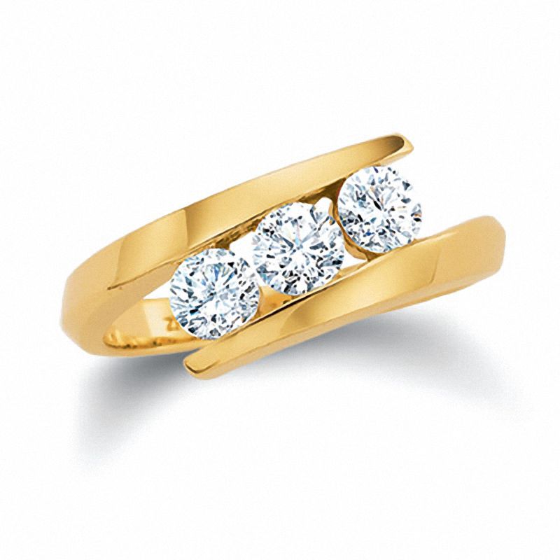 Main Image 1 of 1 CT. T.W. Diamond Three Stone Bypass Ring in 14K Gold