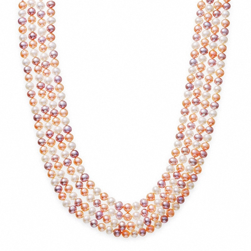 100" Cultured Freshwater Multi-Colored Pearl Necklace
