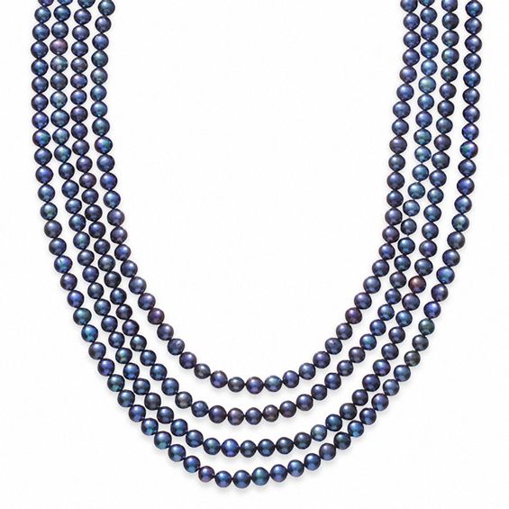 Black Freshwater Cultured Pearl Necklace- 100"