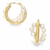 Thumbnail Image 1 of Freshwater Cultured Pearl Beaded Hoop Earrings in 14K Gold