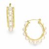 Thumbnail Image 1 of Freshwater Cultured Pearl Beaded Hoop Earrings in 14K Gold
